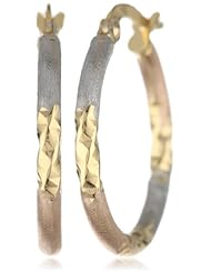 Duragold 14k Two Tone Candy Stripe Hoop Earrings