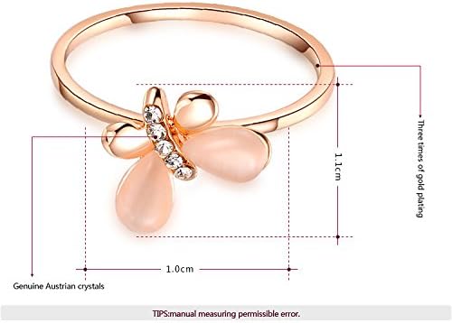 MagicGo Girl's Classic Jewelry Plating Rose Gold Alloy Pendants Dragonfly Ring