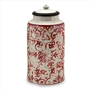 Large Clayton Canister with Lid in Crimson Cream