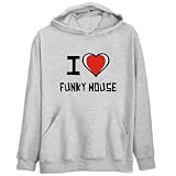 I Love Funky House Music Mens Hoodie (Heather Gray, Sizes X-Small - XXX-Large)
