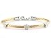 Sterling Silver Flower with Diamonds Bangle and Stainless Steel Cable