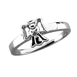 Children's 14k White Gold Diamond Angel Ring