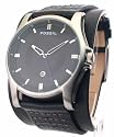 MENS FOSSIL LEATHER CUFF LOOK DATE WATCH JR9713