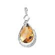 14K White Gold Briolette Citrine and Diamond Pendant