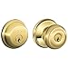 Schlage FB50N V GEO 505 B60 Single Cylinder Deadbolt and F51 Keyed Entry Georgian Knob Keyed Alike, Bright Brass Finish