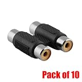 iMBAPrice® RCA Female to 2 RCA Female Coupler [10 Pack] (2RCA F/F Adapter)