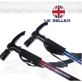 5 LED Camping Hiking Poles Telescopic Walking Stick New