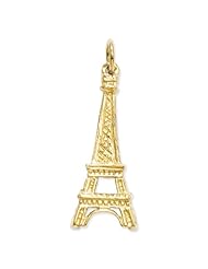 14K Yellow Gold Eiffel Tower Charm Pendant 29mmx10mm