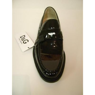 D&G Dolce & Gabbana Shiny Men Shoes Black Leather DU0566