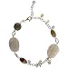 Handmade Yellow Jade, Agate & Blue Crystal Charm Bracelet With Sterling Silver Flowers