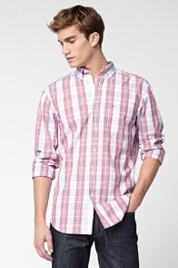Big Short Sleeve Poplin Button Down Plaid Woven Shirt