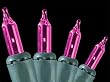 Set of 50 Pinkish Purple Mini Christmas Lights - Green Wire