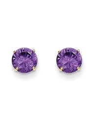 MadiK® 14k Polished Prong Set 6mm Round Amethyst Post Stud Earrings