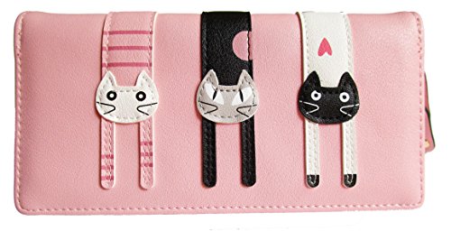 Nawoshow Women Wallet Cute Cat Wallet Bifold Long Purse with Zipper