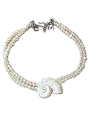 Meg Carter Designs Freshwater Pearls with Natural Shell "Fenwick Double" Necklace