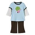 Infant Girls' Just One Year Long-sleeve Kitten Pant Set - Brown/Light Blue