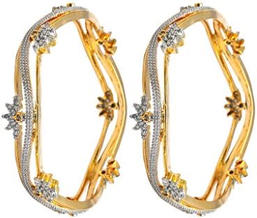 Affinity Jewellers Western designer Floral Gold american diamond bangles Gold Plated