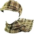 New Plaid Junior Newsboy Cabbie Button Cap Hat Scarf Set Brown Medium