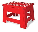 Kikkerland Rhino Easy Fold Step Stool, Short, Red