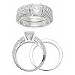 Pave CZ Wedding Set With 6.5mm CZ Pave CZ Wedding Set With 6.5mm CZ