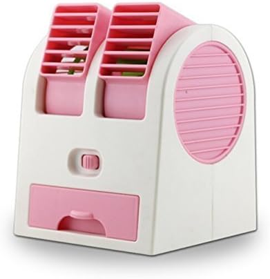 SZNEX Adjustable Dual Air Outlet Fan USB Electric Air Conditioning Fan Cooling New Desktop Portable Bladeless Blower Mini Cooler USB Socket Battery Scented Fan (Pink)