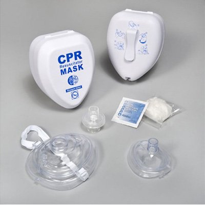 CPR Mask Kit Combo w/ Hard Case, Gloves & Wipe 