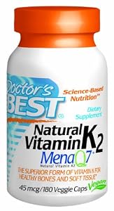 Doctor's Best Natural Vitamin K2 MenaQ7 Capsules, 180 Count