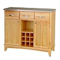 Hutch-Style Buffet- Natural/ Stainless Steel