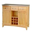 Hutch-Style Buffet- Natural/ Stainless Steel