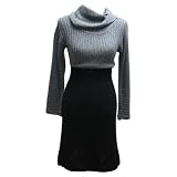 CottonAngoraBlendGreyandBlackCowlNeckSweaterDress