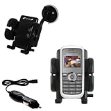 Sony Ericsson J100a Flexible Auto Windshield Holder with Car Charger - Uses Gomadic TipExchange