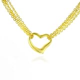 10K Yellow Gold Multi-strand Heart Necklace 17''