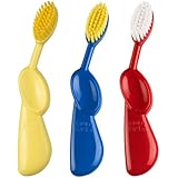 RADIUS Kidz Right Hand Toothbrush for 6 years +, Very Soft Bristles, Assorted Colors (Pack of 3)