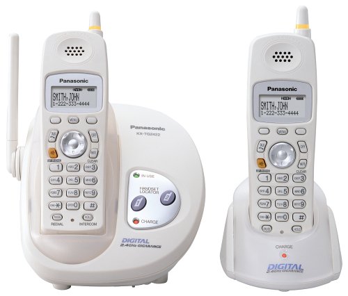 Panasonic GigaRange KX-TG2422W 2.4 GHz DSS Cordless Phone with Dual Handsets and Caller ID (White)