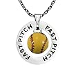 Fast Pitch Message Ring Enamel Softball Necklace