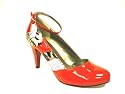 KCMODE Womens Red Patent & Silver Snakeskin Effect Platform Court Designer Shoes