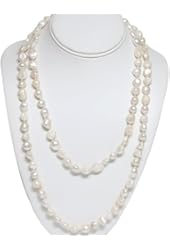 44" Genuine 10mm Cultured Freshwater White Pearl Endless Necklace 44 Inch