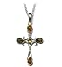 Sterling Silver Multi-Color Amber Gothic Cross on Rolo Chain, 18