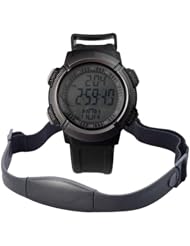 BestOfferBuy Chest Strap Heart Rate Monitor Pedometer Calorie LCD Sports Watch Black