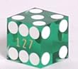 3/4" Green Trans. Precision Casino Craps Dice, Serial #