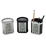 Victor PH-500 Pencil Holder with LCD Display, Black/Chrome with Pewter Face