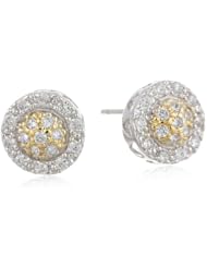 .925 Sterling Silver Cubic-Zirconia Post with Friction Back Round Stud Earrings