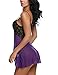 Avidlove Women Sexy Babydoll Lingerie Set Sheer Lace Chemise Sleepwear Violet XXL