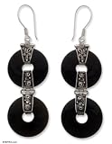 Bull horn earrings, 'Togetherness' 0.8 W 2.7 L