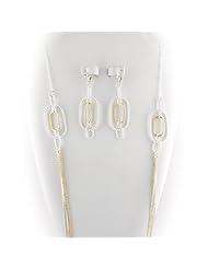 Sterling Silver Multi-strand 41 Inch Long Layered Chain Necklace Leverback Earrings Italy