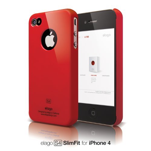 elago S4 Slim Fit Case for AT&T and Verizon iPhone 4 - Extreme Hot Red + Logo Protection Film included