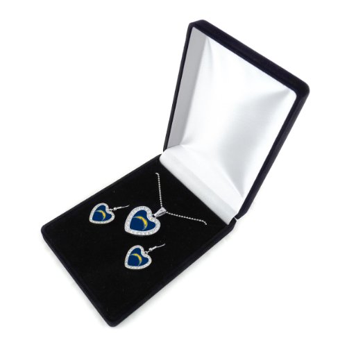 NFL San Diego Chargers Reversible Crystal Heart Pendant and Earrings in Satin Box