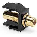 Leviton 40830-BEE QuickPort RCA, Gold-Plated Connector with Black Stripe, Black