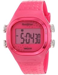 Armitron Womens 45/7023MAG Magenta Curved Rectangle Resin Strap Chronograph Watch