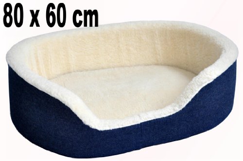 Produkt-Bild: Hundekissen / Hundebett Gr. L - 80 x 60 cm - mit Bezug in Jeansoptik